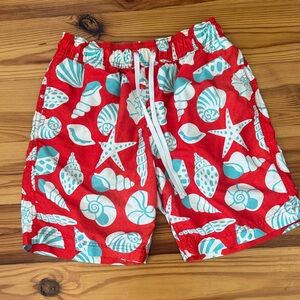 Hanna Andersson Red and Blue Seashell Swim Shorts Men’s Small 7” inseam